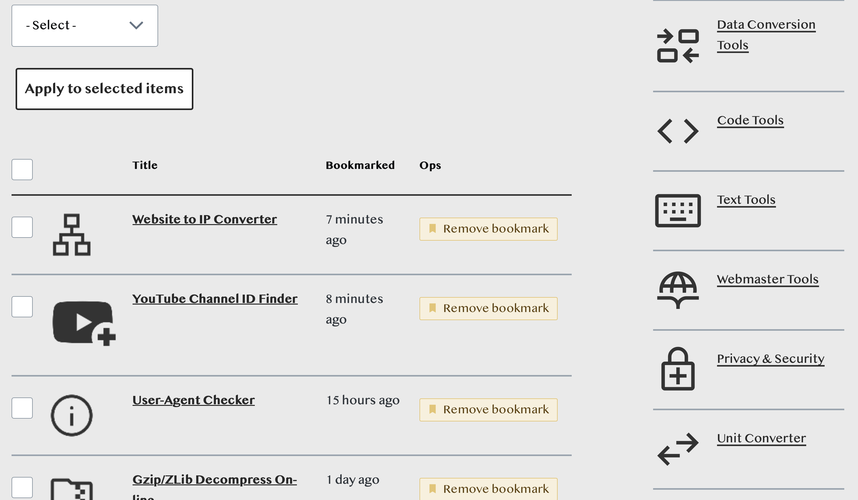 Access your bookmarks